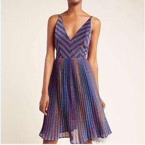 Anthropologie Dress the Population Haley Metallic Fit & Flare Midi Dress NWT